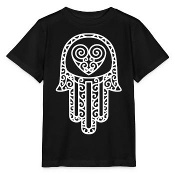 Hamsa – La main de Fatima : protection et bonheur - T-shirt bio MINI CREATOR Stanley/Stella Enfant - noir - Devant - Mikhail (115cm)