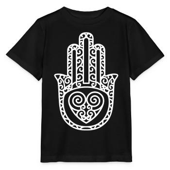 Hamsa – La main de Fatima : protection et bonheur - T-shirt bio MINI CREATOR Stanley/Stella Enfant - noir - Devant - Mikhail (115cm)