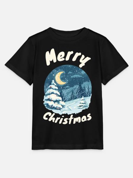 Merry Christmas Winterwald Illustration - Stanley/Stella Kinder T-Shirt MINI CREATOR - Schwarz