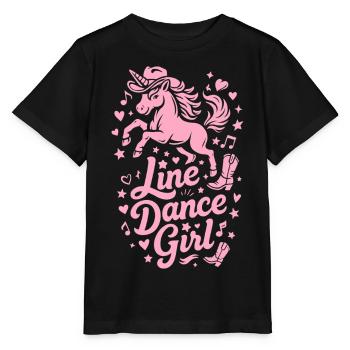 Line Dance Girl Unicorn Cowboyhut & Cowboystiefel - Stanley/Stella Kinder T-Shirt MINI CREATOR  - Schwarz - Vorne - Mikhail (115cm)