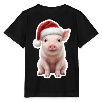 Ferkel macht Grunz - Weihnachts-Schwein - Stanley/Stella Kinder T-Shirt MINI CREATOR  - Schwarz - Vorne - Mikhail (115cm)