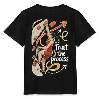 Bouldern Shirt Damen – Vertrau dem Prozess - Stanley/Stella Kinder T-Shirt MINI CREATOR  - Schwarz - Vorne - Mikhail (115cm)