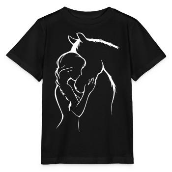 Silhouette de fille amoureuse au cœur de cavalier - T-shirt bio MINI CREATOR Stanley/Stella Enfant - noir - Devant - Mikhail (115cm)
