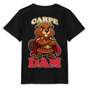 Carpe Dam Funny Roman Beaver Latin Pun History - Stanley/Stella MINI CREATOR Kids’ T-Shirt - black - Front - Mikhail (115cm)