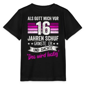 16. Geburtstag als Gott mich vor 16 Jahren schuf - Stanley/Stella Kinder T-Shirt MINI CREATOR  - Schwarz - Vorne - Mikhail (115cm)