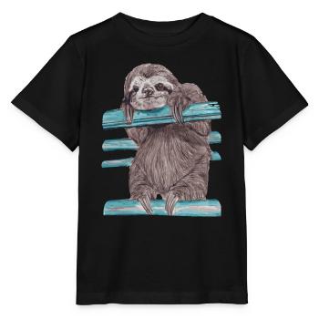 Hey mr sloth - Stanley/Stella Kinder T-Shirt MINI CREATOR  - Schwarz - Vorne - Mikhail (115cm)