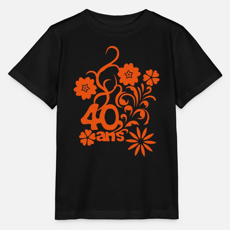 40 ans fleur anniversaire - T-shirt bio MINI CREATOR Stanley/Stella Enfant - noir