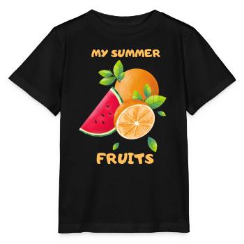 Sommer Früchte Mein Sommer - Stanley/Stella Kinder T-Shirt MINI CREATOR  - Schwarz - Vorne - Mikhail (115cm)