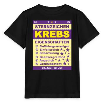 Sternzeichen Krebs - Stanley/Stella Kinder T-Shirt MINI CREATOR  - Schwarz - Vorne - Mikhail (115cm)
