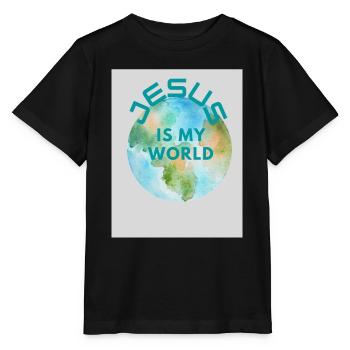 JESUS IST MEINE WELT - Stanley/Stella Kinder T-Shirt MINI CREATOR  - Schwarz - Vorne - Mikhail (115cm)