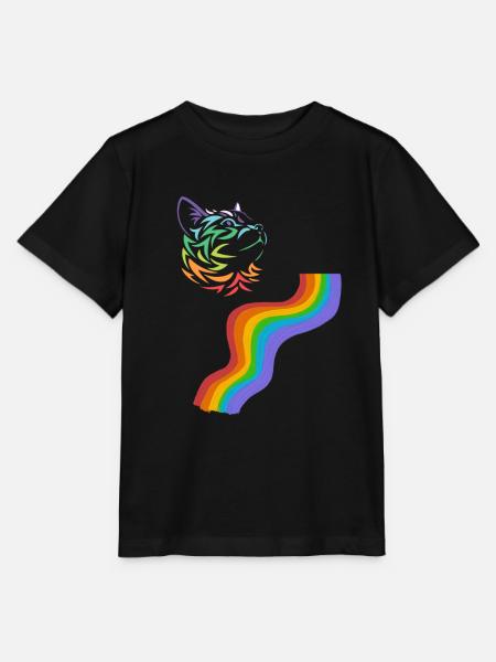 Katze Regenbogen - Stanley/Stella Kinder T-Shirt MINI CREATOR - Schwarz
