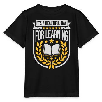 beautiful day for learning - Stanley/Stella MINI CREATOR Kids’ T-Shirt - black - Front - Mikhail (115cm)