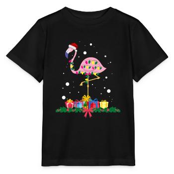 Flamant rose Noël. Cadeau de Noël - T-shirt bio MINI CREATOR Stanley/Stella Enfant - noir - Devant - Mikhail (115cm)