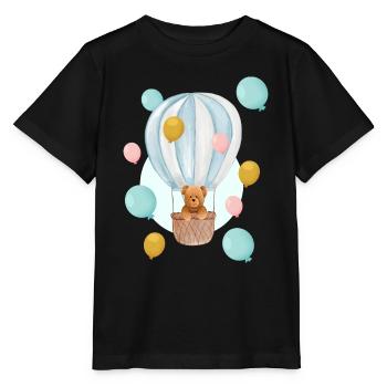 Teddy im Ballon - Stanley/Stella Kinder T-Shirt MINI CREATOR  - Schwarz - Vorne - Mikhail (115cm)