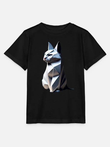 Gray Cat Origami Profil, - Stanley/Stella Kinder T-Shirt MINI CREATOR - Schwarz