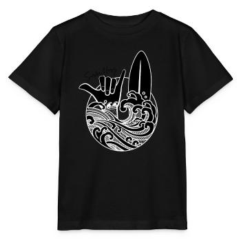 Surfer Love Weiß - Stanley/Stella Kinder T-Shirt MINI CREATOR  - Schwarz - Vorne - Mikhail (115cm)