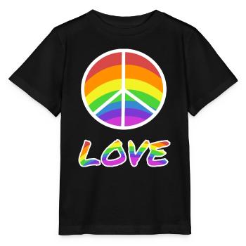 Peacezeichen Love Regenbogen - Stanley/Stella Kinder T-Shirt MINI CREATOR  - Schwarz - Vorne - Mikhail (115cm)