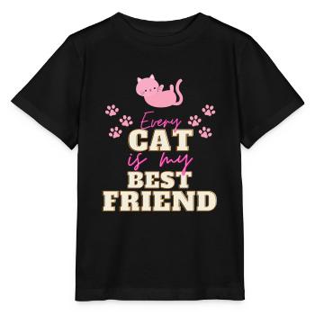Katzen Katzenfreund shirt - Stanley/Stella Kinder T-Shirt MINI CREATOR  - Schwarz - Vorne - Mikhail (115cm)