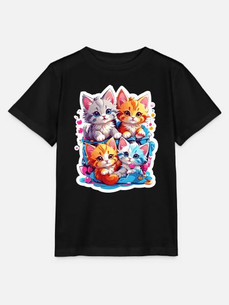 Cat quartet - Stanley/Stella Kinder T-Shirt MINI CREATOR - Schwarz