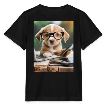 dog with glasses - Stanley/Stella MINI CREATOR Kids’ T-Shirt - black - Front - Mikhail (115cm)