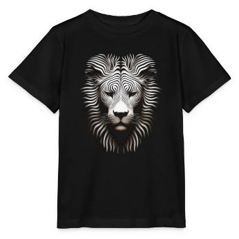 Imposante oeuvre de toile Op Art Lion - T-shirt bio MINI CREATOR Stanley/Stella Enfant - noir - Devant - Mikhail (115cm)