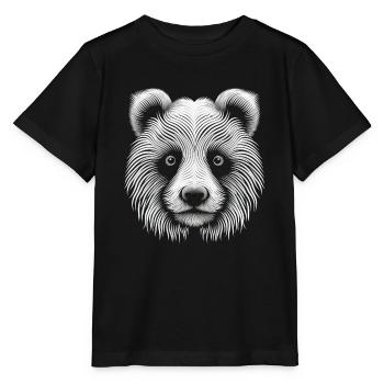 Enchanteur Op Art Panda Portrait toile - T-shirt bio MINI CREATOR Stanley/Stella Enfant - noir - Devant - Mikhail (115cm)