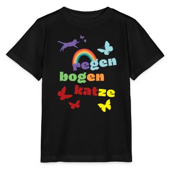 Chat arc-en-ciel - chemise de deuil - perte - T-shirt bio MINI CREATOR Stanley/Stella Enfant - noir - Devant - Mikhail (115cm)