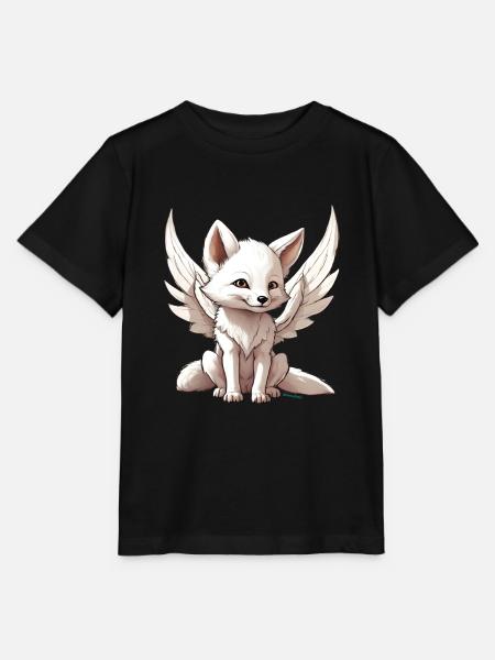 Magischer süsser weisser Fuchs mit Engelsflügel - Stanley/Stella Kinder T-Shirt MINI CREATOR  - Schwarz