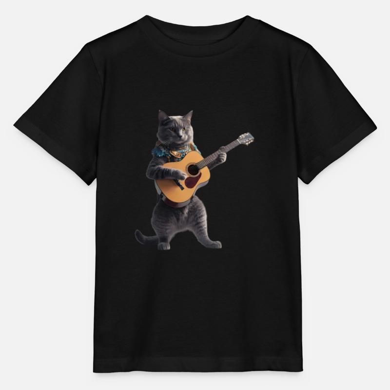 Cat Guitar - Stanley/Stella MINI CREATOR Kids’ T-Shirt - black