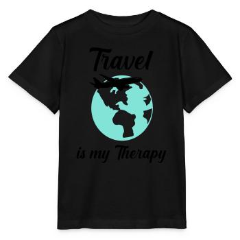 travel is my therapy - Stanley/Stella Kinder T-Shirt MINI CREATOR  - Schwarz - Vorne - Mikhail (115cm)
