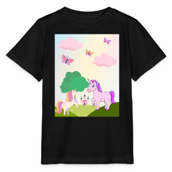 Unicorn Land - Stanley/Stella MINI CREATOR Kids’ T-Shirt - black - Front - Mikhail (115cm)