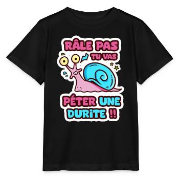 Râle pas tu vas péter une durite humour sticker - T-shirt bio MINI CREATOR Stanley/Stella Enfant - noir - Devant - Mikhail (115cm)