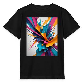 Farbklecks - Stanley/Stella Kinder T-Shirt MINI CREATOR  - Schwarz - Vorne - Mikhail (115cm)
