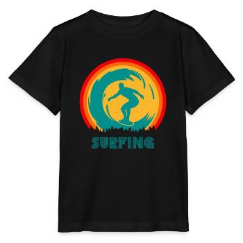 Surfen Surfer Surf retro 60er - Stanley/Stella Kinder T-Shirt MINI CREATOR  - Schwarz - Vorne - Mikhail (115cm)