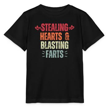 Voler des cœurs et faire exploser des pets drôle Valentine - T-shirt bio MINI CREATOR Stanley/Stella Enfant - noir - Devant - Mikhail (115cm)