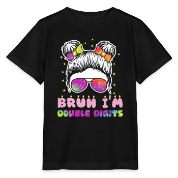 10th Birthday Girl Gift Idea Double Digits - Stanley/Stella MINI CREATOR Kids’ T-Shirt - black - Front - Mikhail (115cm)
