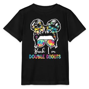 10th Birthday Girl Gift Idea Double Digits - Stanley/Stella MINI CREATOR Kids’ T-Shirt - black - Front - Mikhail (115cm)