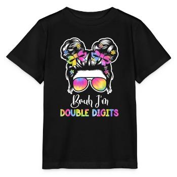 10th Birthday Girl Gift Idea Double Digits - Stanley/Stella MINI CREATOR Kids’ T-Shirt - black - Front - Mikhail (115cm)