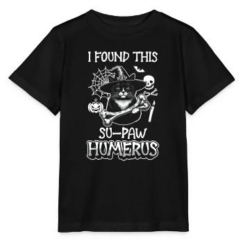 Halloween chat sorcière humour disant drôle - T-shirt bio MINI CREATOR Stanley/Stella Enfant - noir - Devant - Mikhail (115cm)