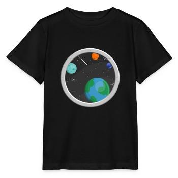 Fenêtre dans l'espace - T-shirt bio MINI CREATOR Stanley/Stella Enfant - noir - Devant - Mikhail (115cm)