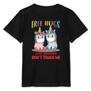 No Free Hugs Funny Ironic Sayings Unicorns - Stanley/Stella MINI CREATOR Kids’ T-Shirt - black - Front - Mikhail (115cm)