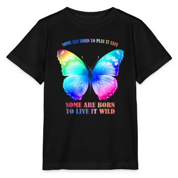 Butterfly Rainbow - Rainbow Butterfly Graphic - Stanley/Stella MINI CREATOR Kids’ T-Shirt - black - Front - Mikhail (115cm)