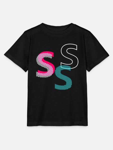S Initial - Stanley/Stella Kinder T-Shirt MINI CREATOR  - Schwarz
