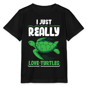I just really love Turtles - Stanley/Stella Kinder T-Shirt MINI CREATOR  - Schwarz - Vorne - Mikhail (115cm)