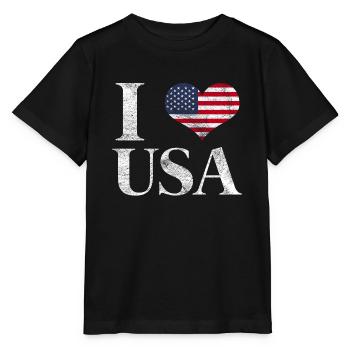 Cadeau drapeau USA drapeau américain Amérique - T-shirt bio MINI CREATOR Stanley/Stella Enfant - noir - Devant - Mikhail (115cm)