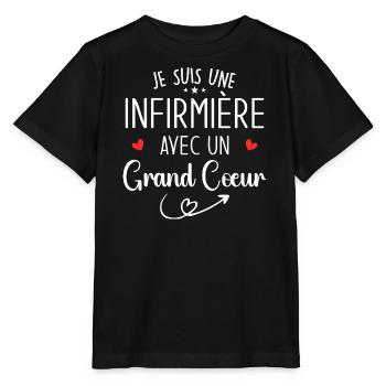 Je Suis Une Infirmière Avec Un Grand Cœur - T-shirt bio MINI CREATOR Stanley/Stella Enfant - noir - Devant - Mikhail (115cm)