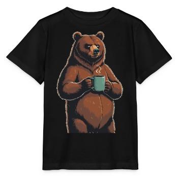Grim Bear Tasse à café Ours Café Fatigué - T-shirt bio MINI CREATOR Stanley/Stella Enfant - noir - Devant - Mikhail (115cm)