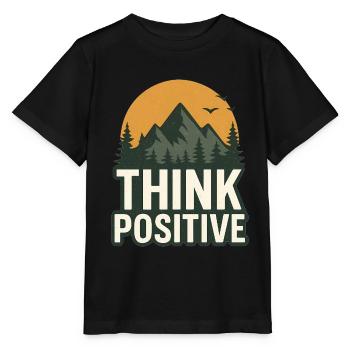T-shirt « Pensez positif » pour l'aventure dans la nature - T-shirt bio MINI CREATOR Stanley/Stella Enfant - noir - Devant - Mikhail (115cm)