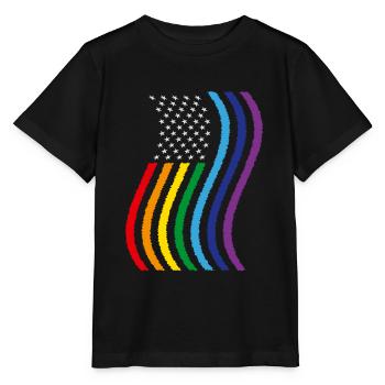 USA Rainbow Flag - Stanley/Stella MINI CREATOR Kids’ T-Shirt - black - Front - Mikhail (115cm)