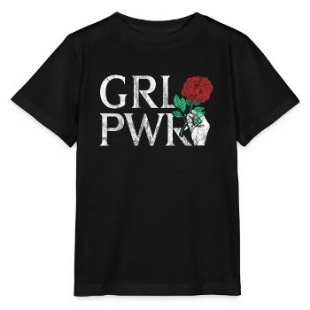 GRL PWR Girl Power Gift Wife Girlfriend Partner - Stanley/Stella MINI CREATOR Kids’ T-Shirt - black - Front - Mikhail (115cm)